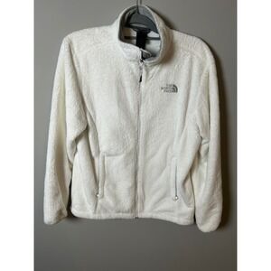 The North Face Osito White Full Zip Fleece Jacket Womens Large Mock Neck Soft